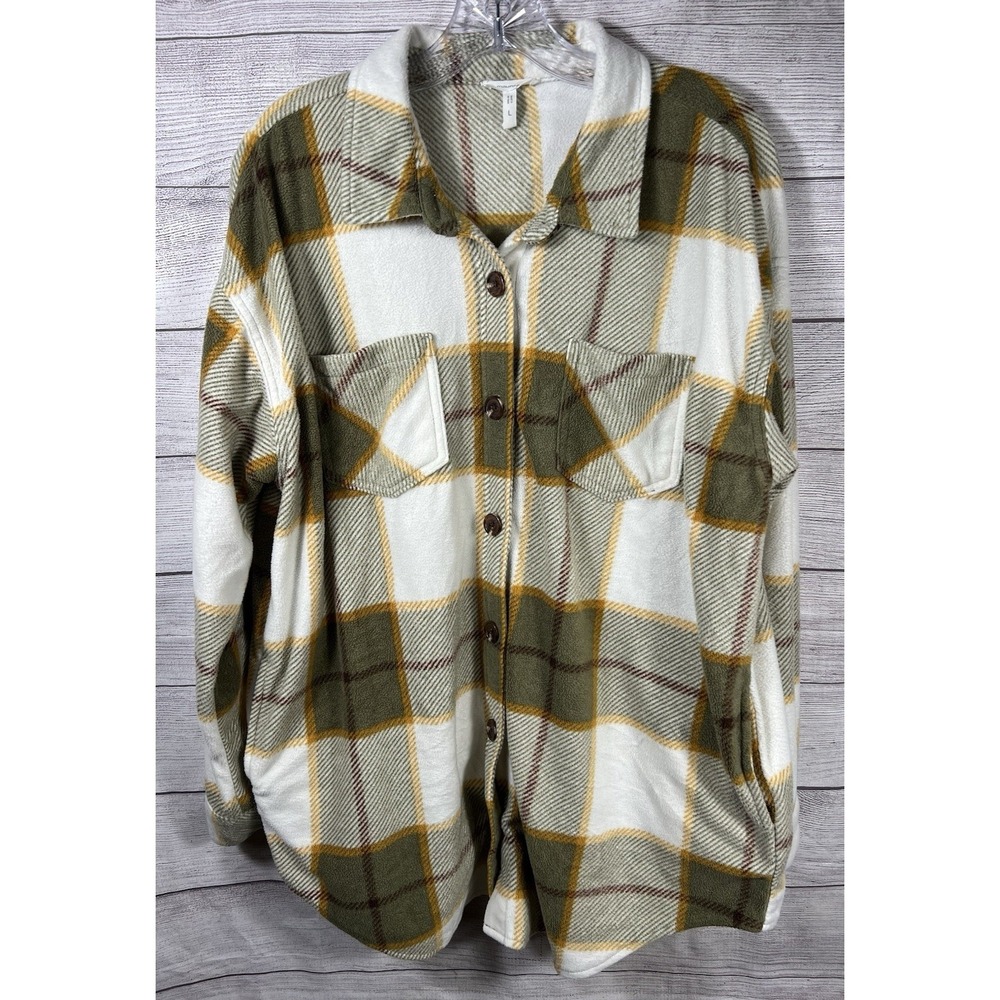 Maurices Womens Long Sleeve Plaid Flannel Shirt Jacket Shacket Size Large